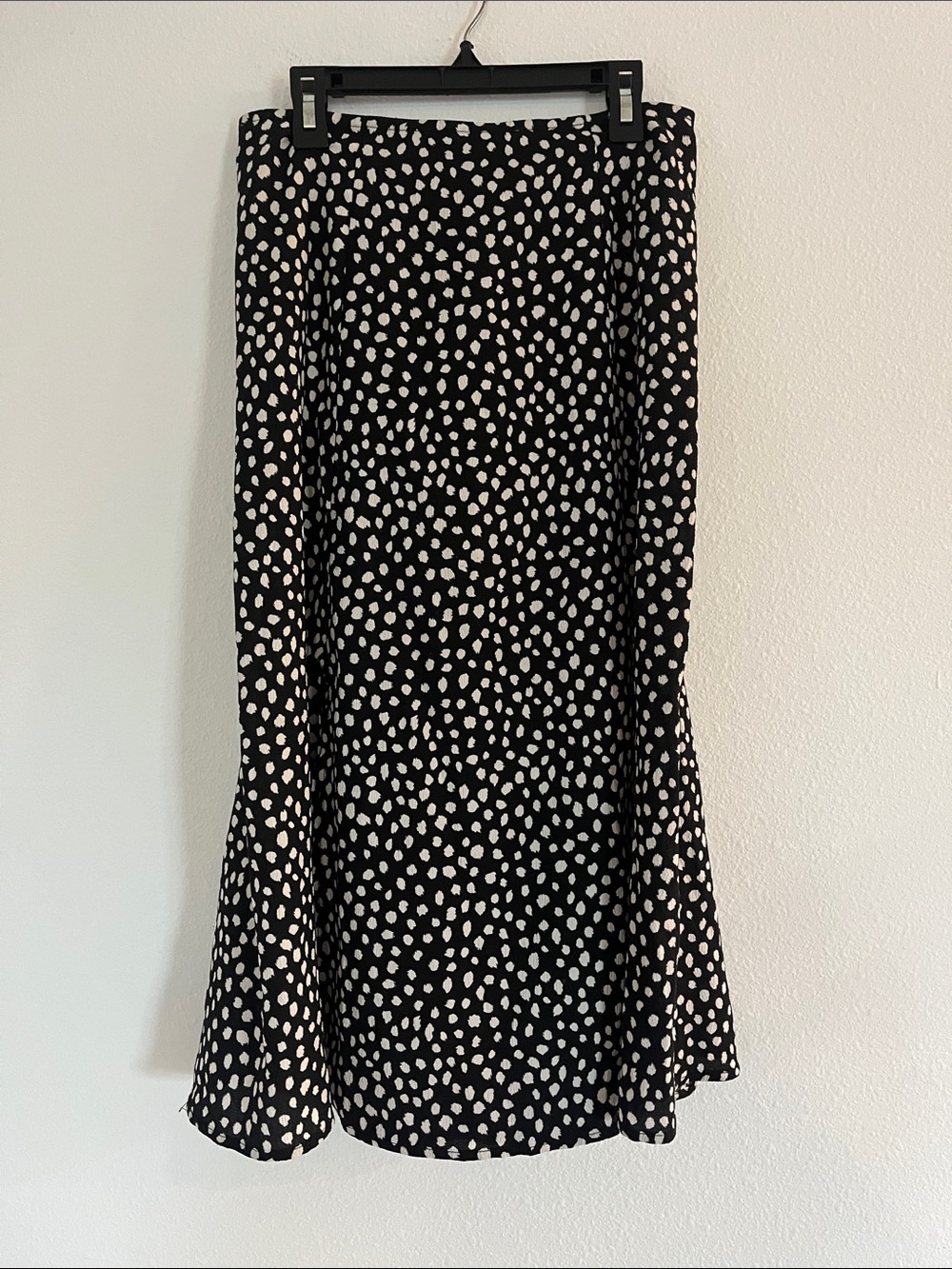 Boutique Black and White Polka Dot Midi Skirt